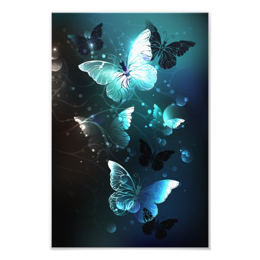 Mint Night Butterflies Foto Afdruk (Voorkant)