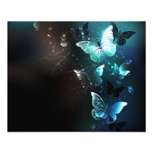 Mint Night Butterflies Foto Afdruk (Voorkant)