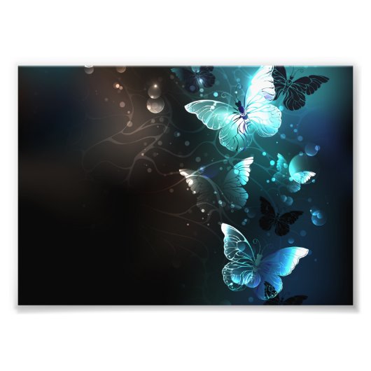 Mint Night Butterflies Foto Afdruk (Voorkant)