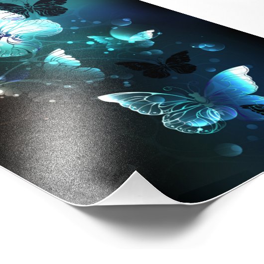 Mint Night Butterflies Foto Afdruk (Hoek)