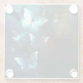 Mint Night Butterflies Glazen Onderzetter (Achterkant)