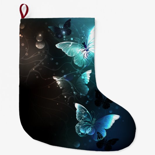 Mint Night Butterflies Grote Kerstsok (Voorkant)