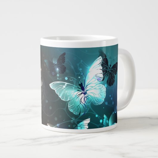 Mint Night Butterflies Grote Koffiekop (Voorkant rechts)