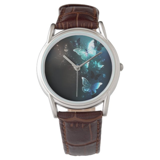Mint Night Butterflies Horloge (Voorkant)