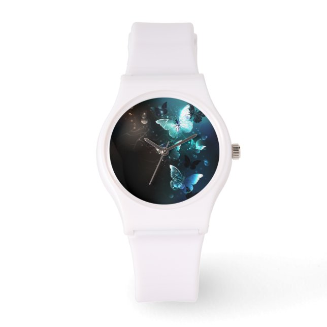 Mint Night Butterflies Horloge (Voorkant)
