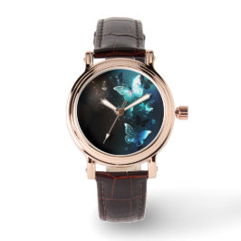 Mint Night Butterflies Horloge