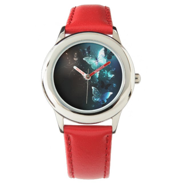 Mint Night Butterflies Horloge (Voorkant)