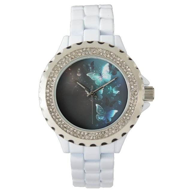 Mint Night Butterflies Horloge (Voorkant)