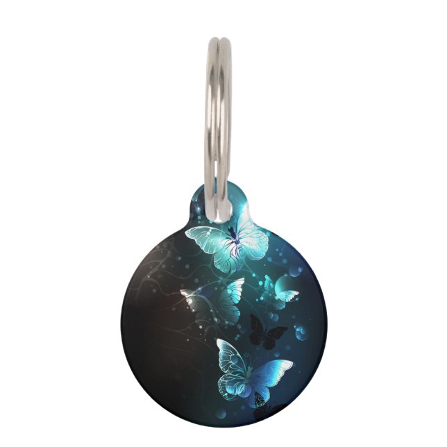 Mint Night Butterflies Huisdierpenning (Voorkant)