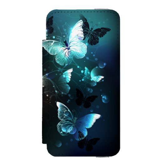 Mint Night Butterflies Incipio iPhone Portemonnee Hoesje (Voorkant Agenda)