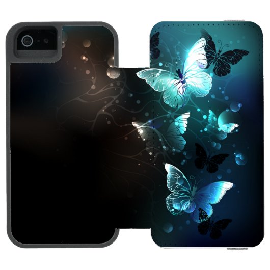 Mint Night Butterflies Incipio iPhone Portemonnee Hoesje (Agenda Open)