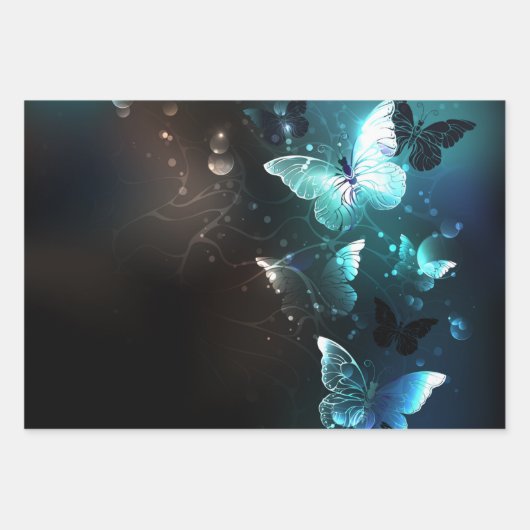 Mint Night Butterflies Inpakpapier Vel (Voorkant 2)