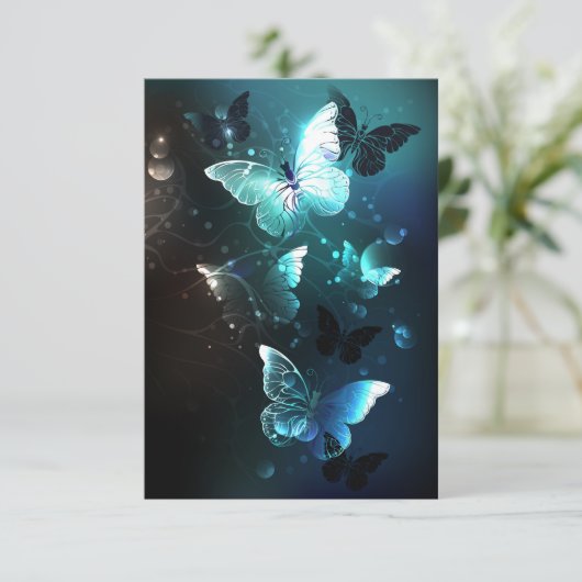 Mint Night Butterflies Kaart (Staand voorkant)