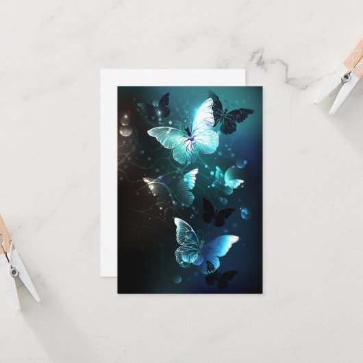 Mint Night Butterflies Kaart (Voorkant / Achterkant in situ)