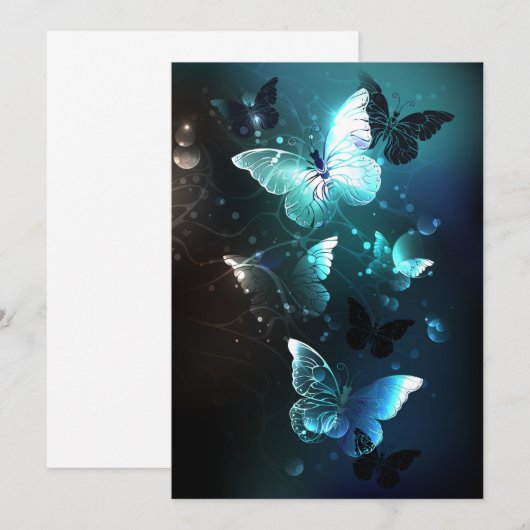 Mint Night Butterflies Kaart (Voorkant / Achterkant)