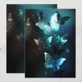 Mint Night Butterflies Kaart (Voorkant / Achterkant)