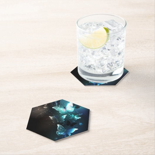 Mint Night Butterflies Kartonnen Onderzetters (Insitu)