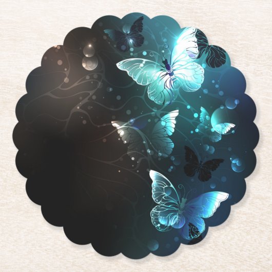 Mint Night Butterflies Kartonnen Onderzetters (Voorkant)