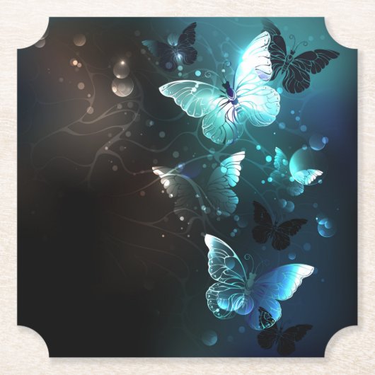 Mint Night Butterflies Kartonnen Onderzetters (Voorkant)
