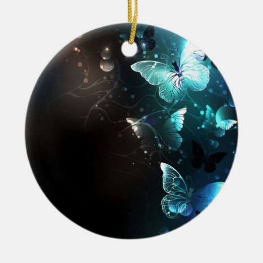 Mint Night Butterflies Keramisch Ornament (Voorkant)