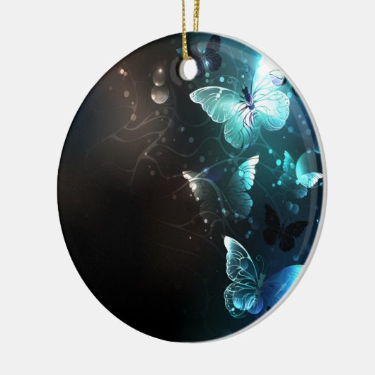 Mint Night Butterflies Keramisch Ornament (Links)