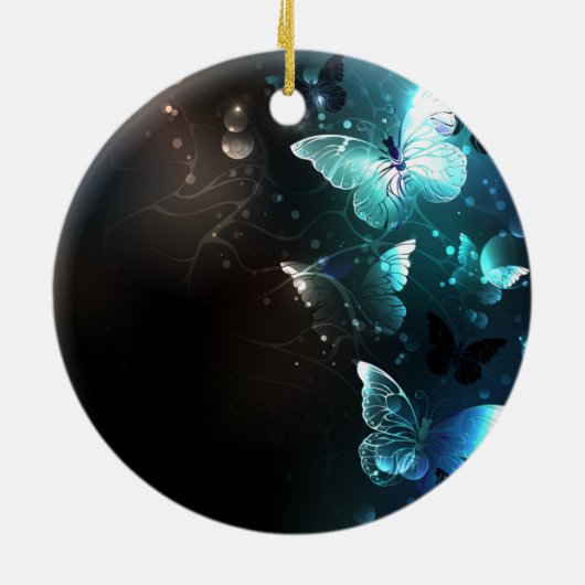 Mint Night Butterflies Keramisch Ornament (Achterkant)