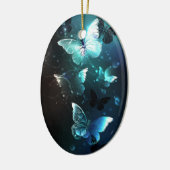 Mint Night Butterflies Keramisch Ornament (Links)