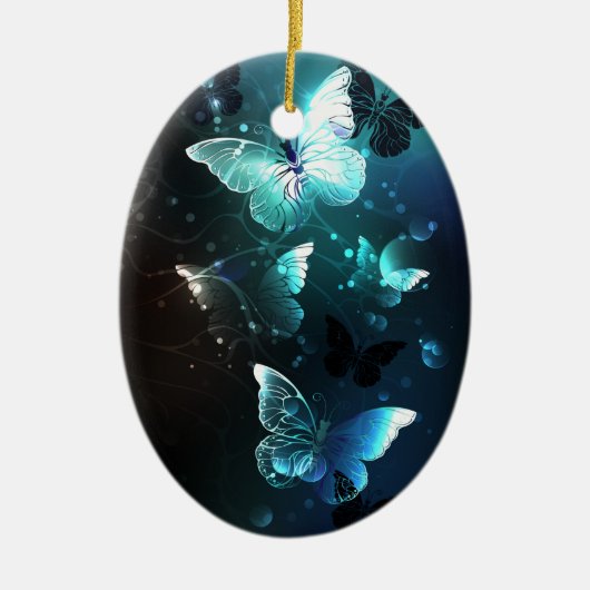 Mint Night Butterflies Keramisch Ornament (Voorkant)