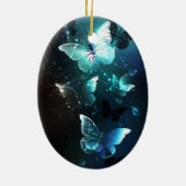 Mint Night Butterflies Keramisch Ornament (Achterkant)