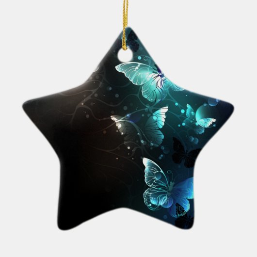 Mint Night Butterflies Keramisch Ornament (Voorkant)