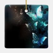 Mint Night Butterflies Keramisch Ornament (Achterkant)