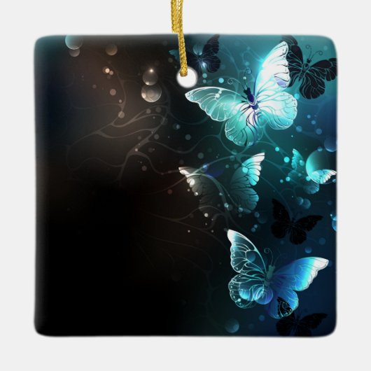 Mint Night Butterflies Keramisch Ornament (Voorkant)