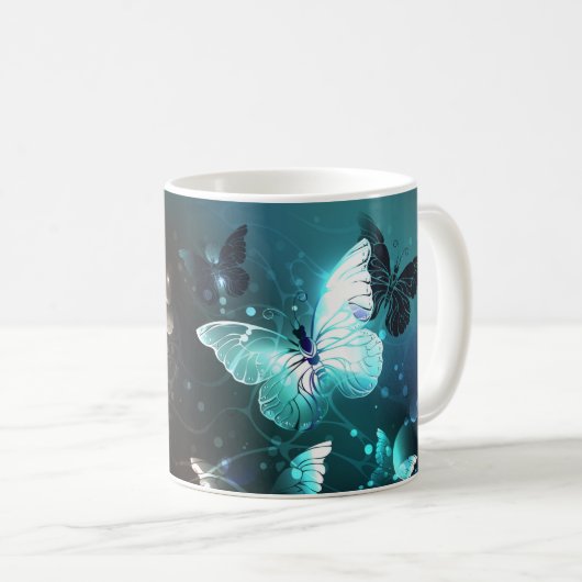 Mint Night Butterflies Koffiemok (Voorkant rechts)