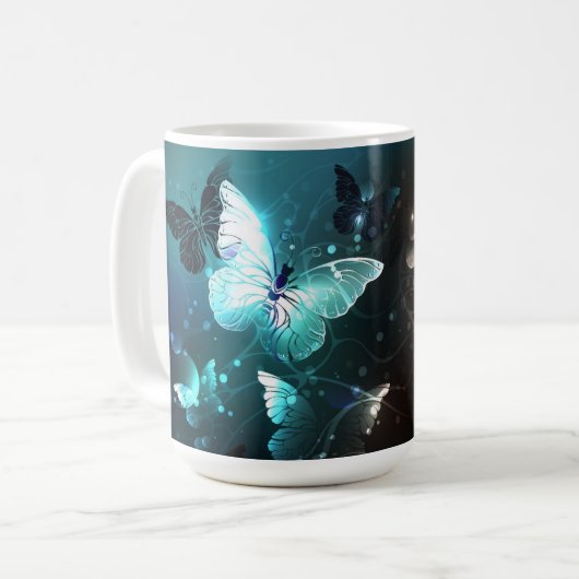 Mint Night Butterflies Koffiemok (Voorkant links)