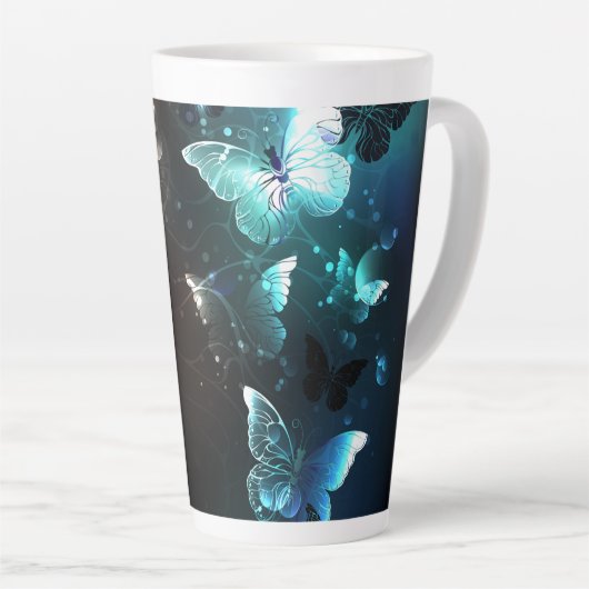 Mint Night Butterflies Latte Mok (Rechterhoek)