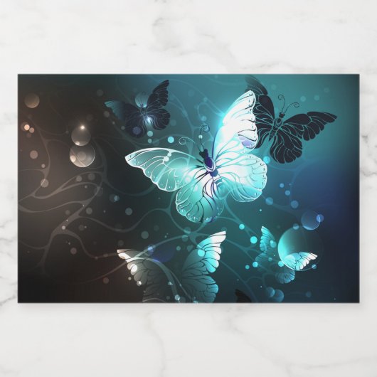 Mint Night Butterflies Likeurfles Etiket (Enkel label)