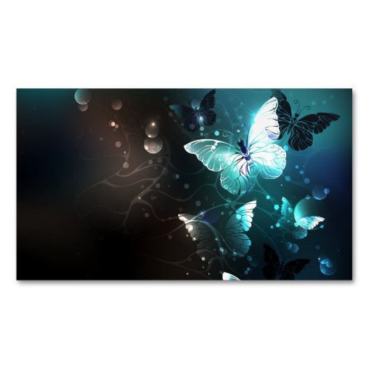 Mint Night Butterflies Magnetisch Visitekaartje (Voorkant)