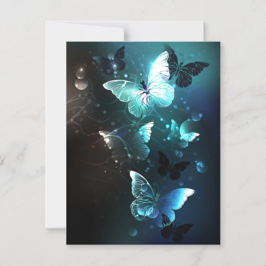 Mint Night Butterflies Magnetische Uitnodiging (Voorkant)
