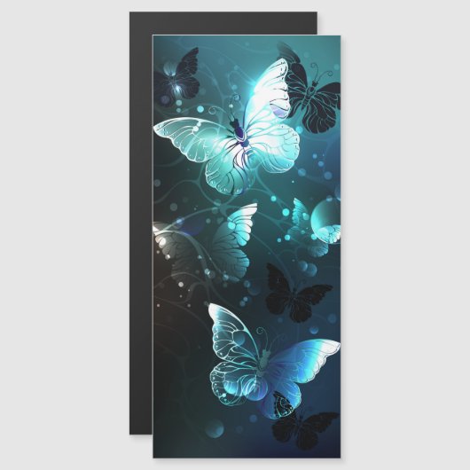 Mint Night Butterflies Magnetische Uitnodiging (Voorkant / Achterkant)