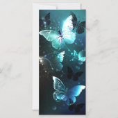 Mint Night Butterflies Magnetische Uitnodiging (Voorkant)