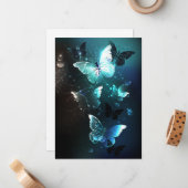 Mint Night Butterflies Notitiekaartje (Voorkant / Achterkant in situ)