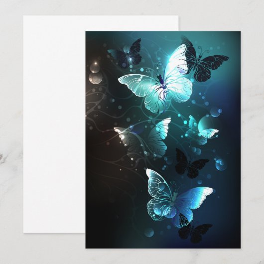 Mint Night Butterflies Notitiekaartje (Voorkant / Achterkant)