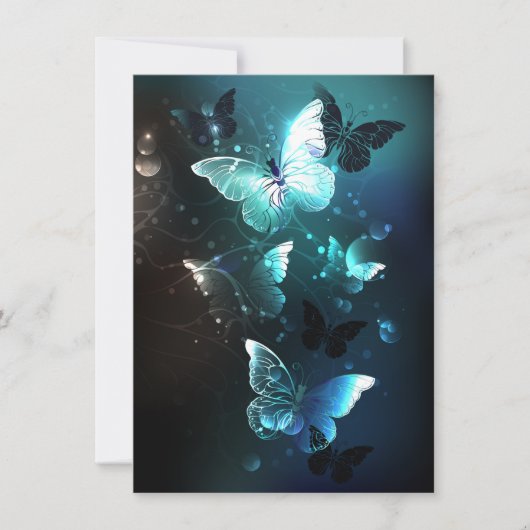 Mint Night Butterflies Notitiekaartje (Voorkant)