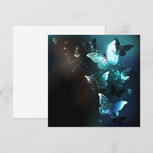 Mint Night Butterflies Notitiekaartje (Voorkant / Achterkant)