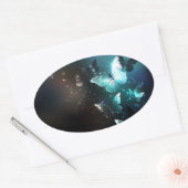 Mint Night Butterflies Ovale Sticker (Envelop)