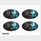 Mint Night Butterflies Ovale Sticker (Vel)