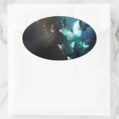 Mint Night Butterflies Ovale Sticker (Tas)