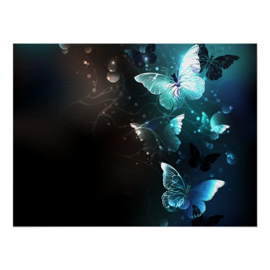 Mint Night Butterflies Perfect Poster (Voorkant)