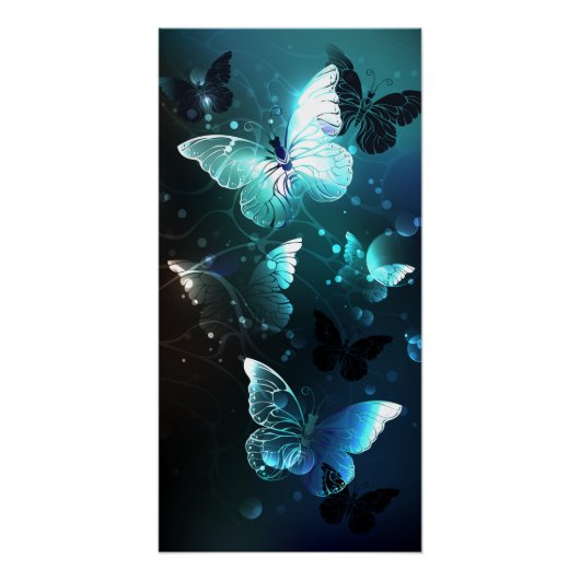 Mint Night Butterflies Perfect Poster (Voorkant)