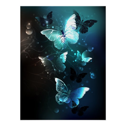 Mint Night Butterflies Perfect Poster (Voorkant)